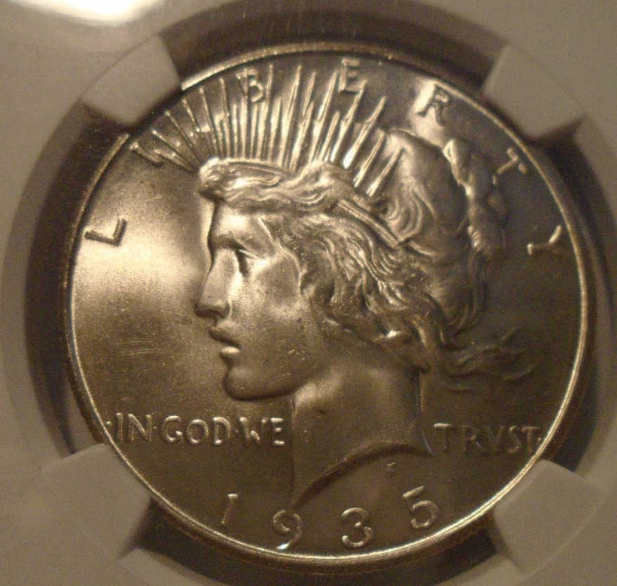 1935 S PEACE DOLLAR NGC MS 62 !! 99% WHITE !!