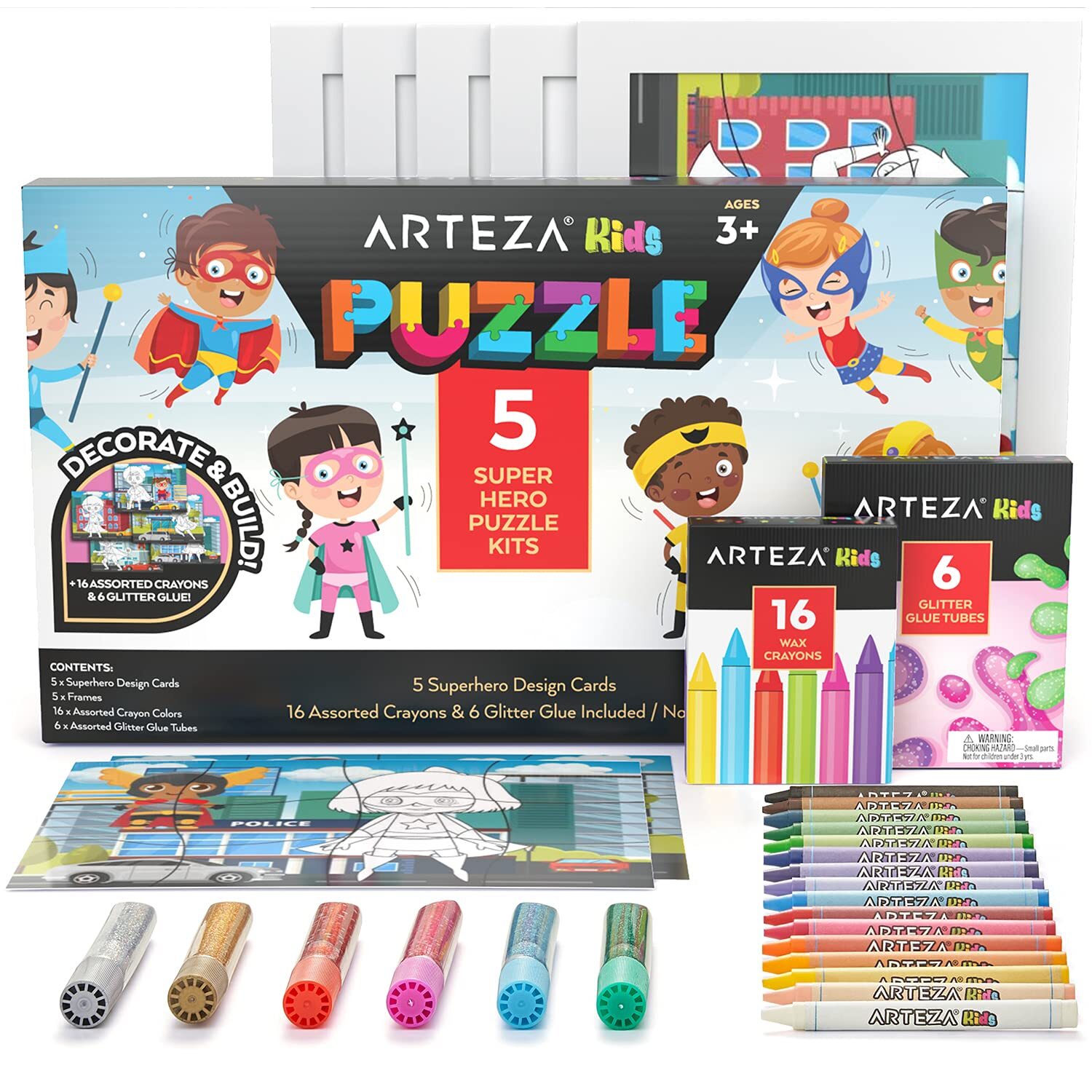 Arteza Kids Jigsaw Puzzle Set | Superheroes - 5 Puzzle Kits