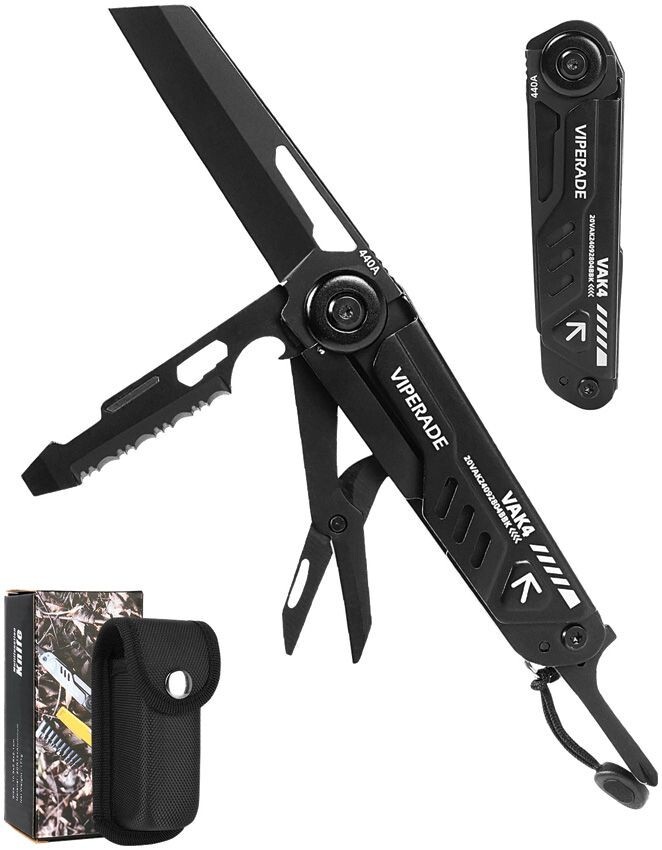 Viperade VAK4 Multi Function Knife Several Tools w/Whistle Blades Fire Starter