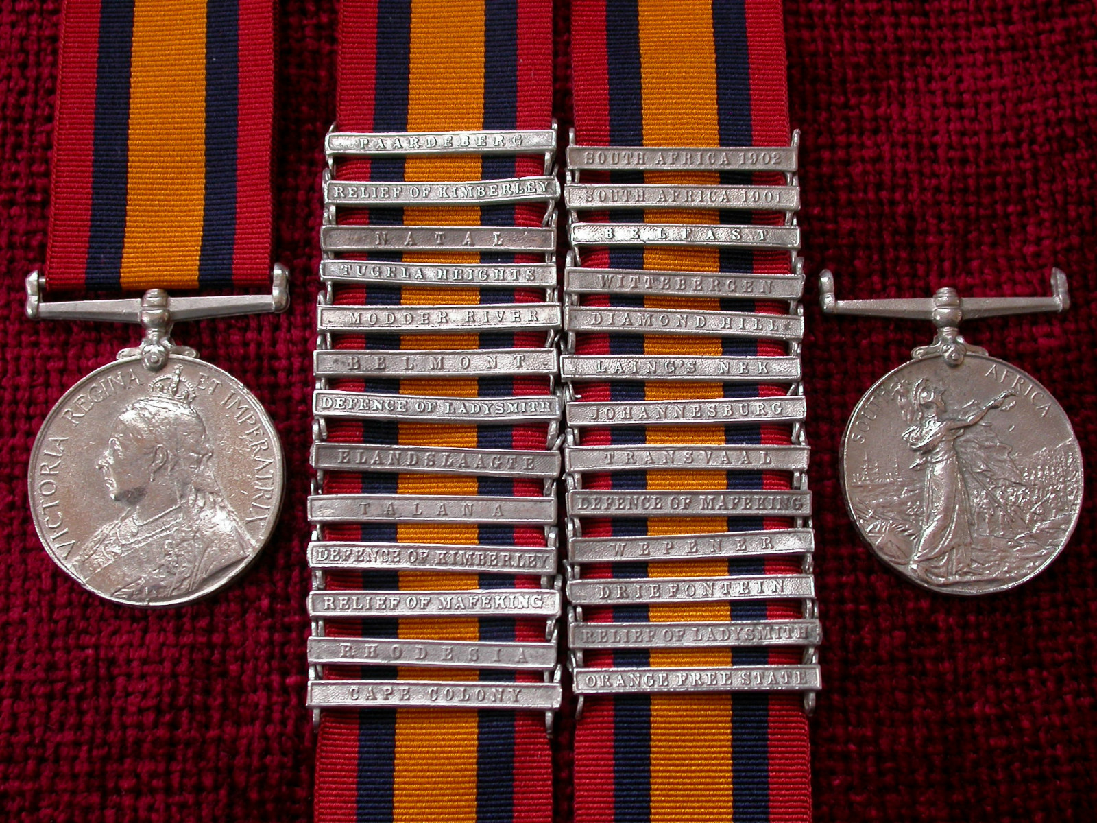 Replica Copy Boer War Queens South Africa Medal Choice1 to 9 bars Aged Full Size