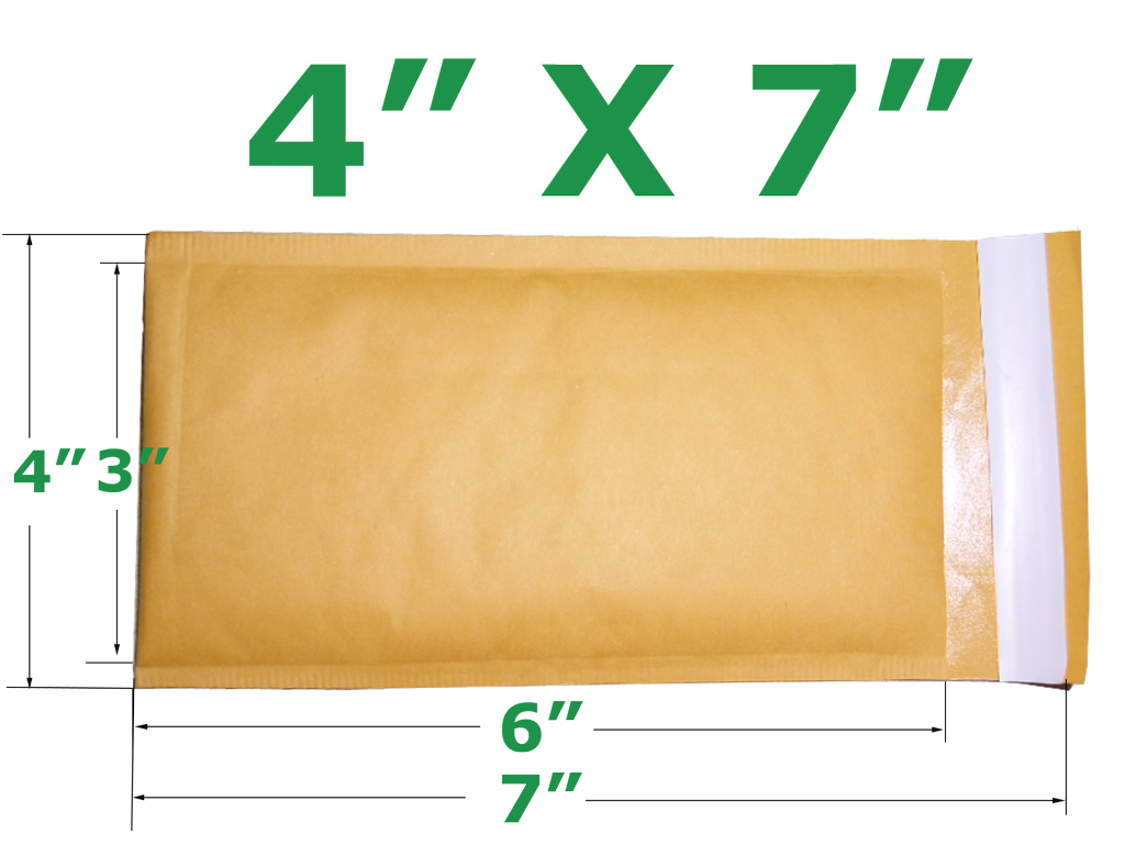 50 pack 4 x 7 Kraft Bubble Mailer Padded Envelopes #000