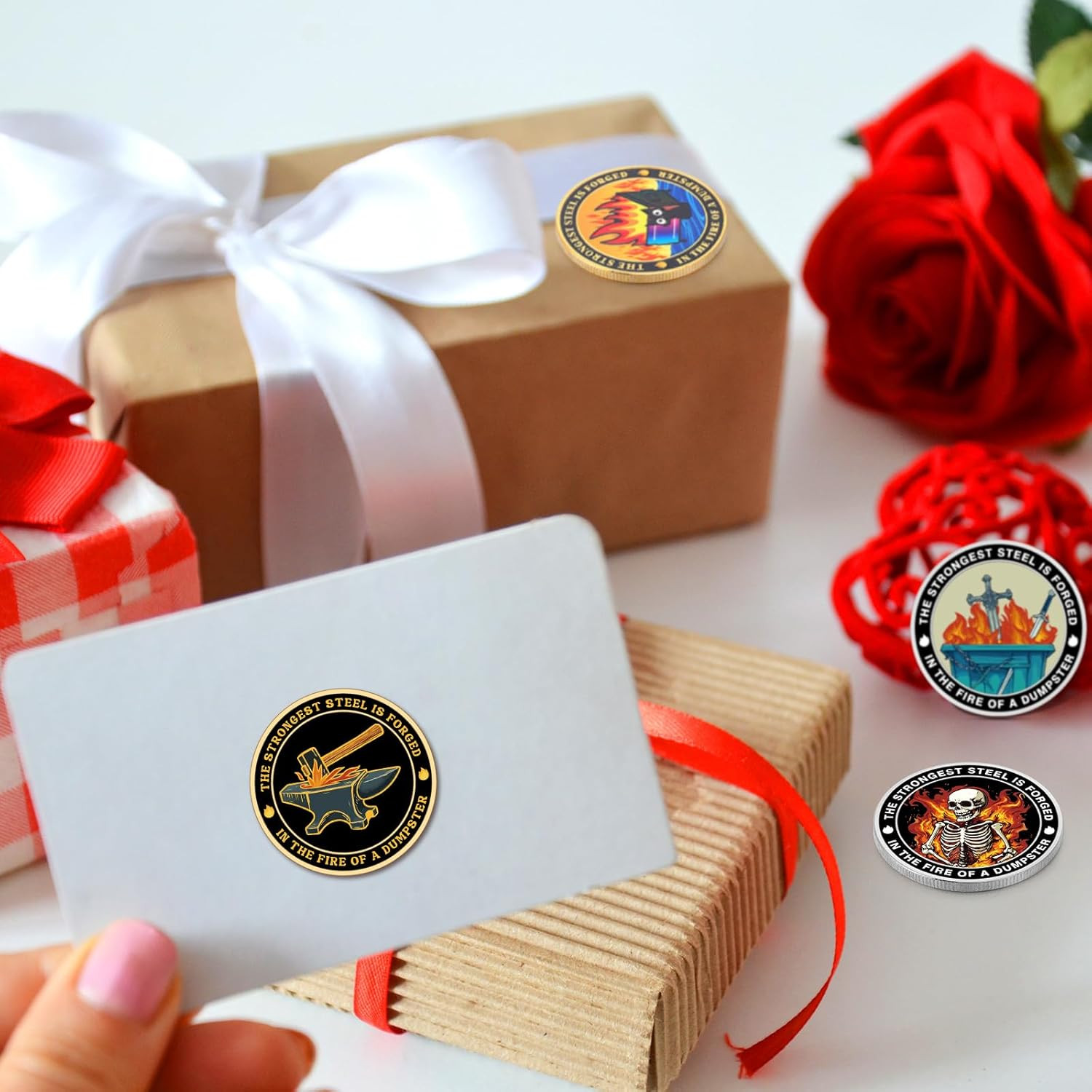 12 Pcs Dumpster Fire Challenge Coins Dumpster Fire Desk Accessories Coworker Go