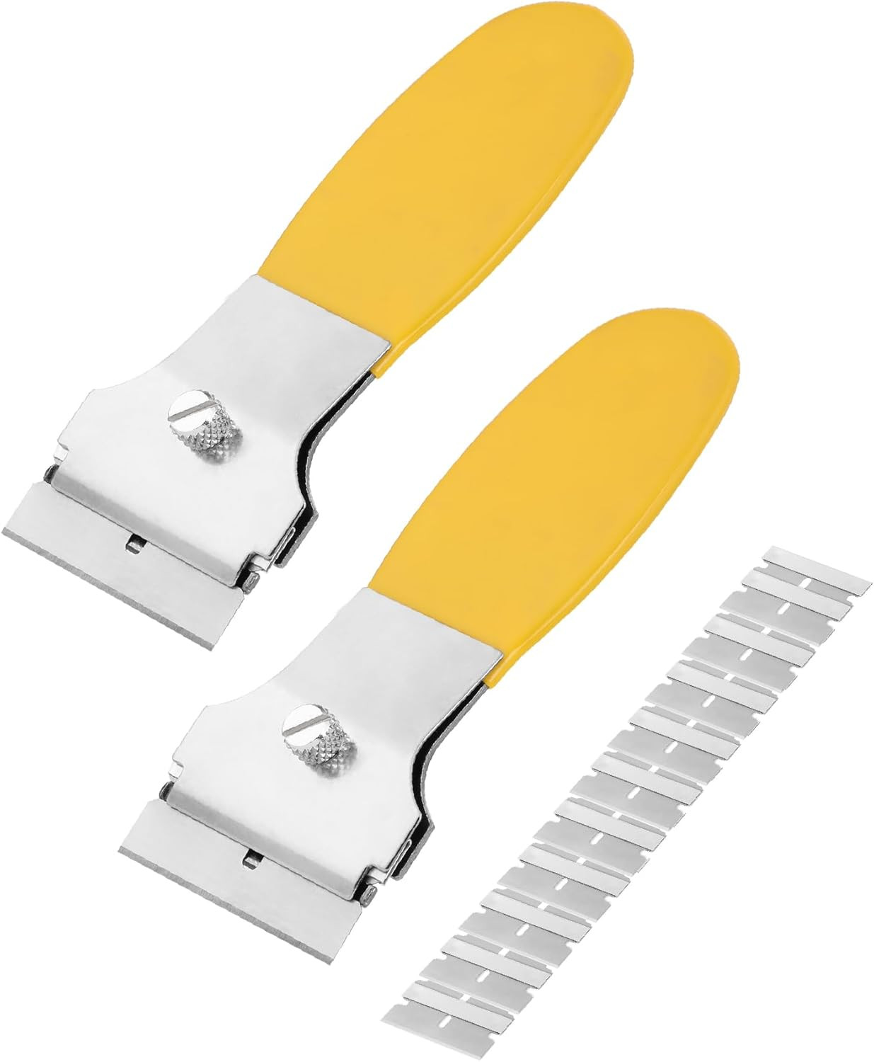 Bates- Razor Blade Scraper Set, 2 Pack,Yellow, Locking Razor Scraper Set with 10