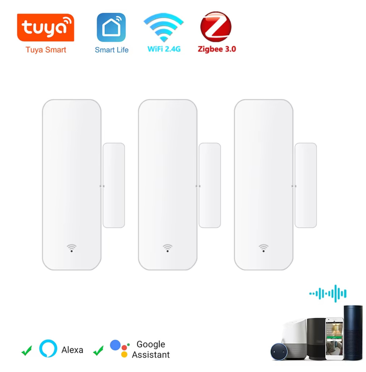 Tuya WiFi Zigbee Door Sensor Contact Sensor Open Closed Detector Smart Home