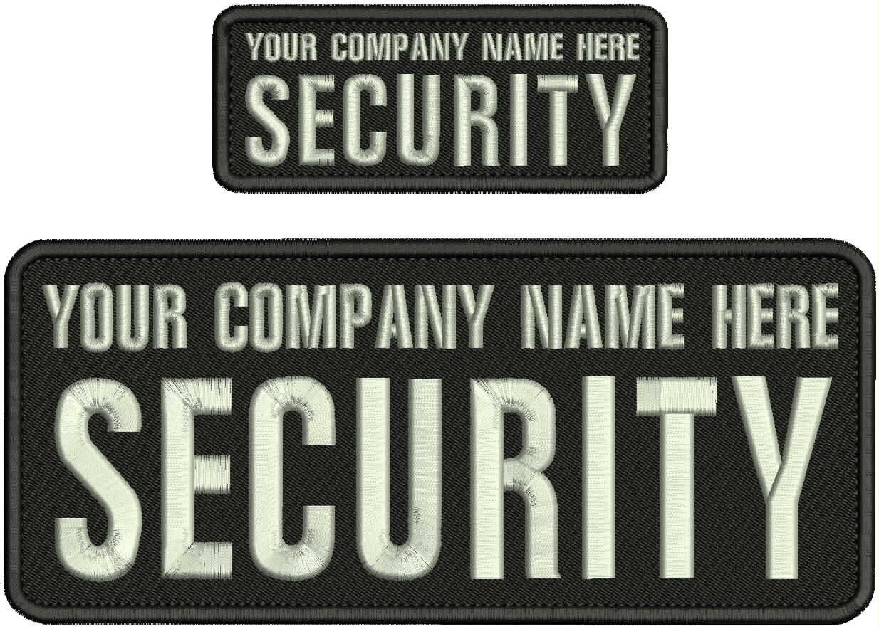 Collectible Embroidery Patch  Custom Security 4x10 & 2x5 With Hook Black Silver