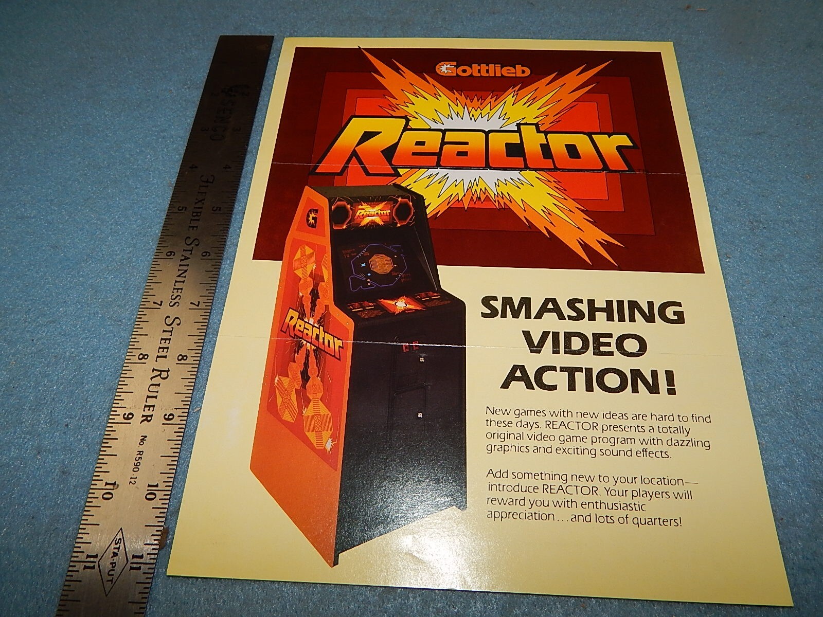 1982 Gottlieb REACTOR video game advertising flyer