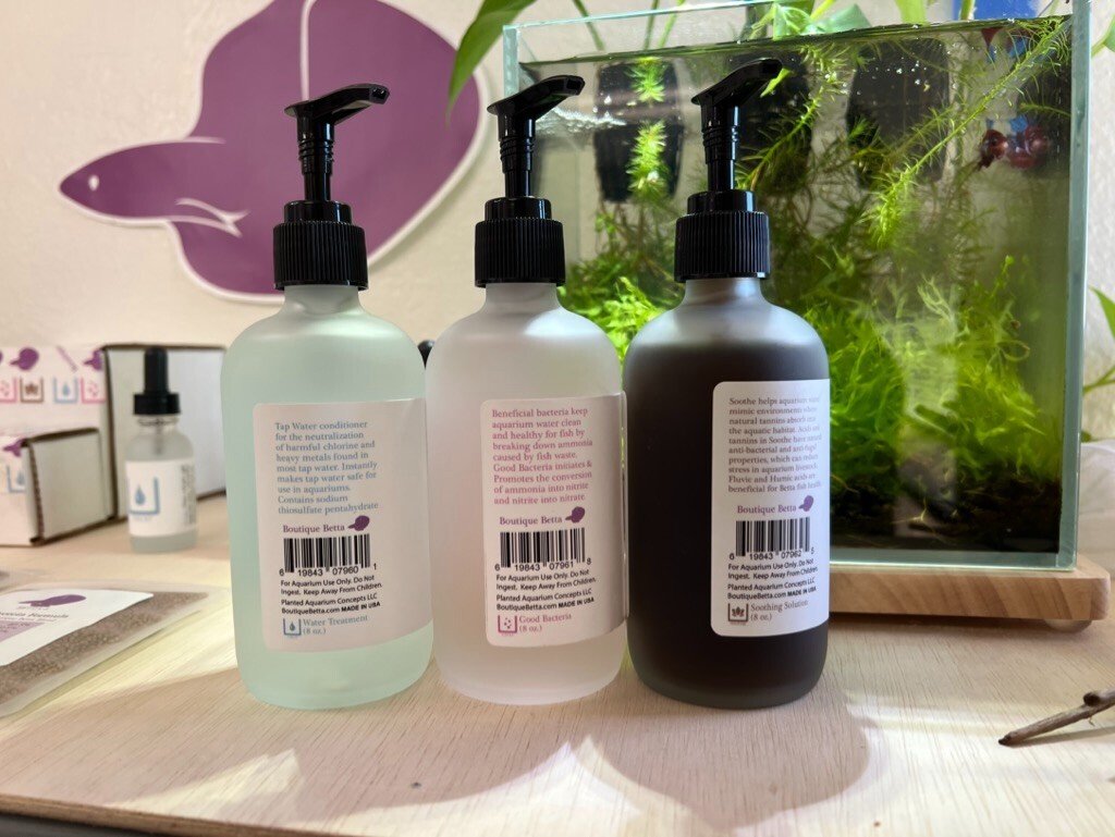 Boutique Betta Large 8oz Bundle; Treat, Cycle, & Soothe Additives for Betta Fish