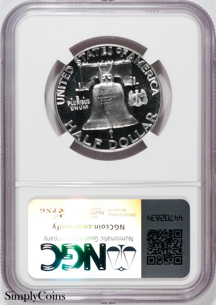 1956 Franklin Half Dollar Proof NGC PF68 MINT ERROR PROOF OBVERSE STRUCK THRU