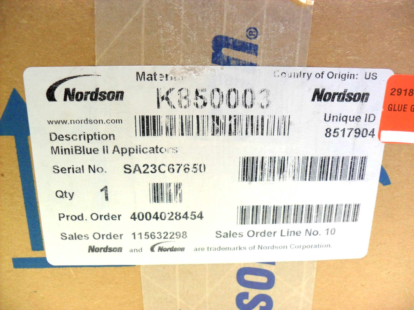 NORDSON K850003 - HOT GLUE DISPENSER - Factory Sealed  Dispenser