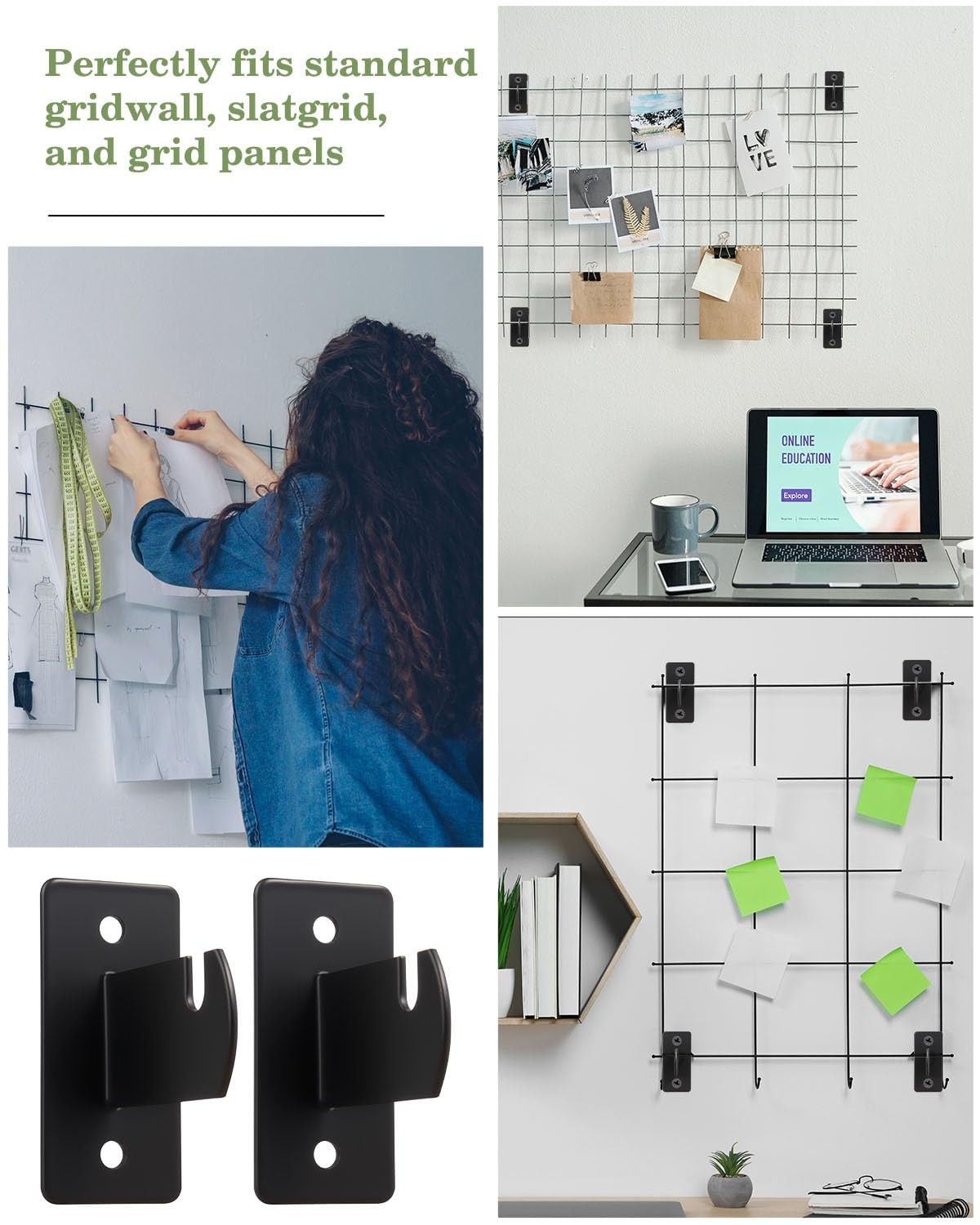 12 Pcs Gridwall Mount Brackets with Screws Metal Display Hooks for Wire Wall ...
