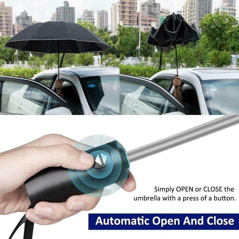 Windproof Upside Down Inverted Reflected Strip Auto Fold Umbrella 2nd 40% Off