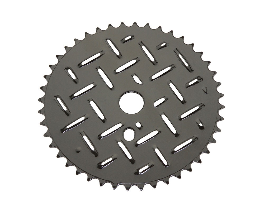 1 Piece Crank 44T Steel BMX Chainring Diamond Plate Design 1/2 x 1/8 Black.