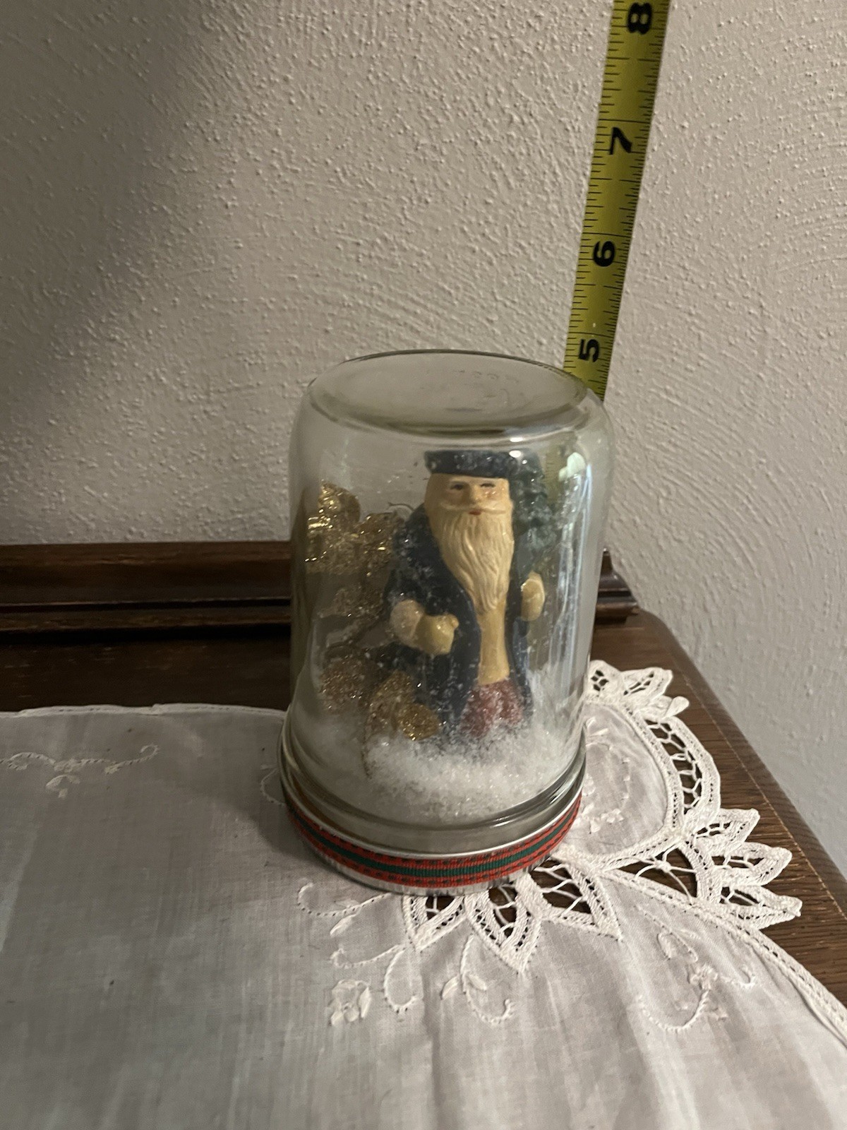 Glass Jar Santa Christmas Scene