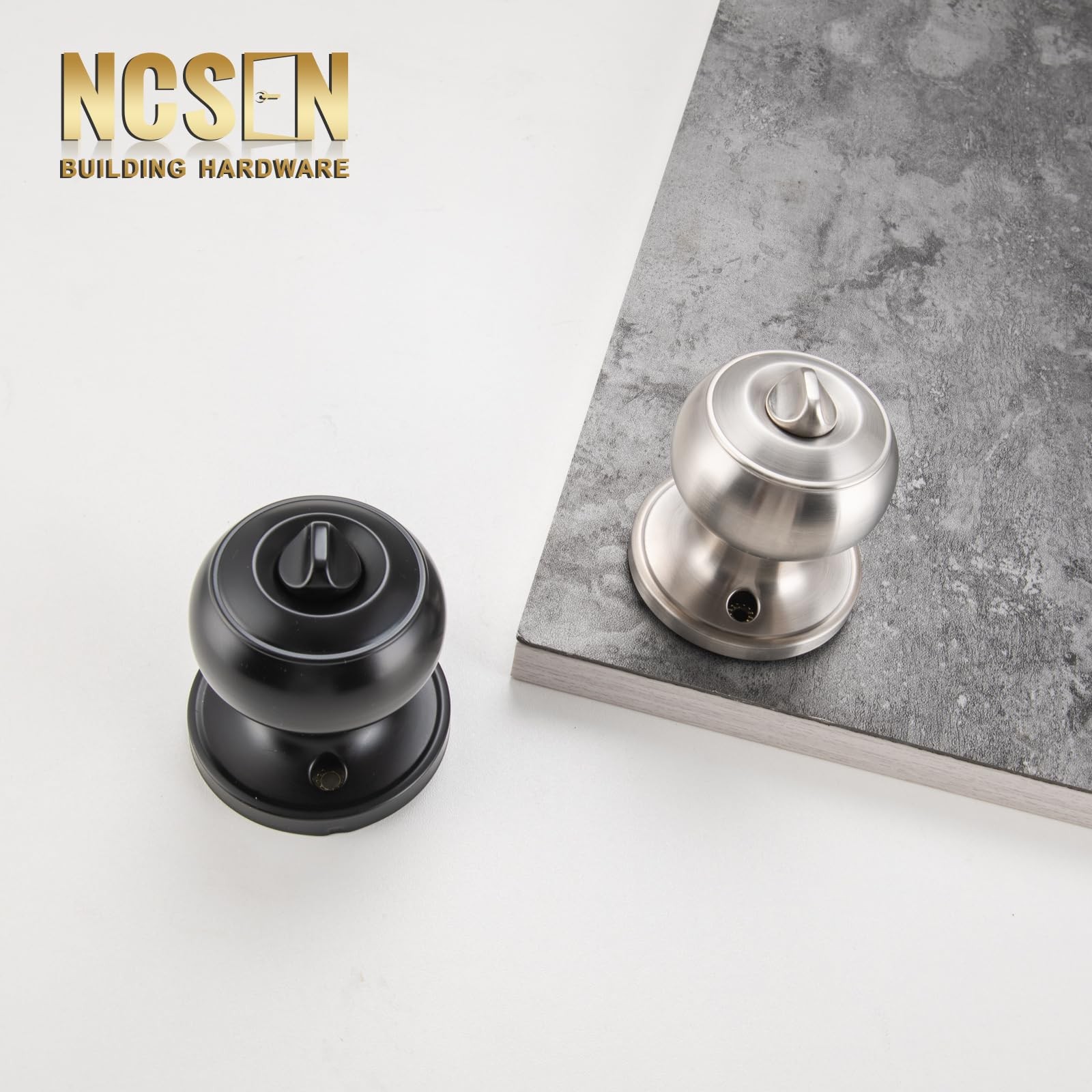 8 Pack Black Door Knobs Interior Keyless, Door Knobs for Bathroom & Bedroom