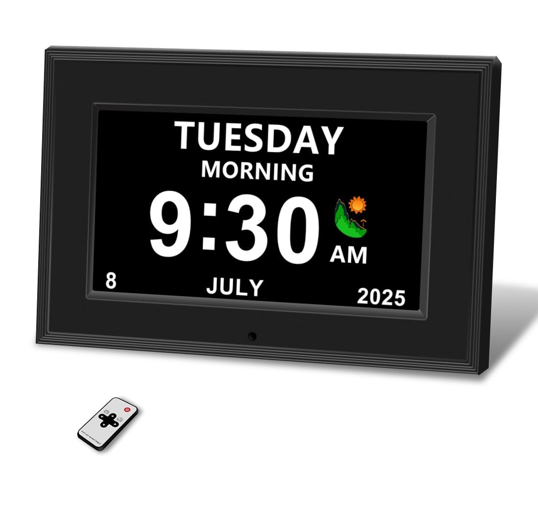 MYFMLI Digital Alarm Clock for Seniors  NoAbbreviation Date HD Display Auto D...