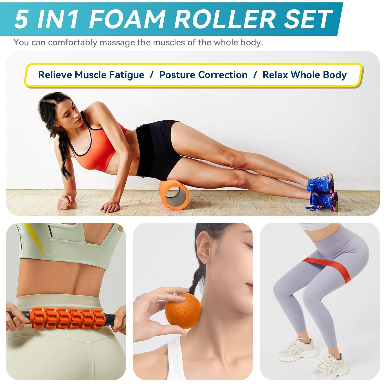 5 in 1 Foam Roller Set Trigger Point Exercise Foam Roller