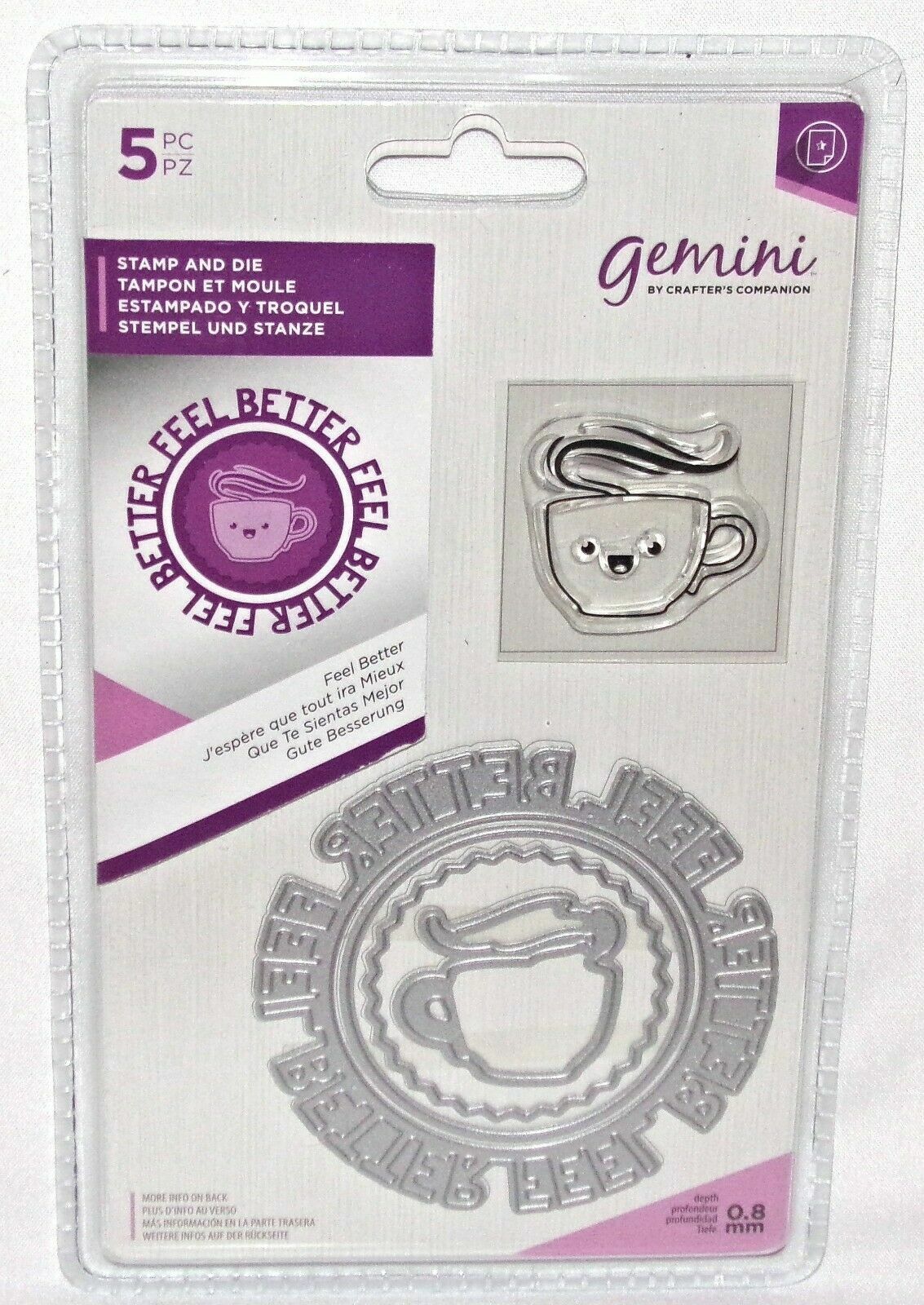 Gemini Feel Better Die & Coffee Cup Clear Stamp Set All New Crafters Companion