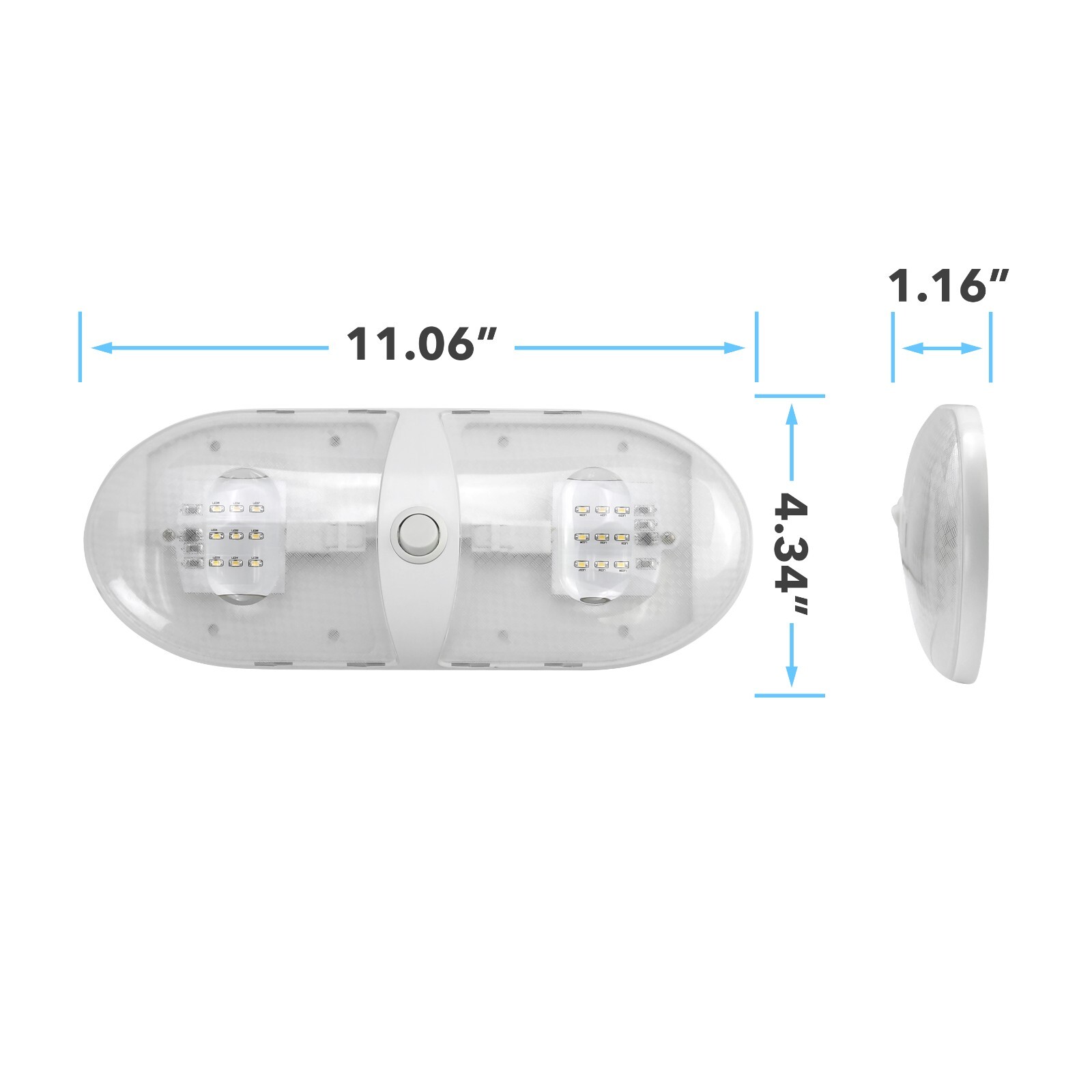 NEW RV LED Double Dome Interior Ceiling Light Boat Camper Trailer