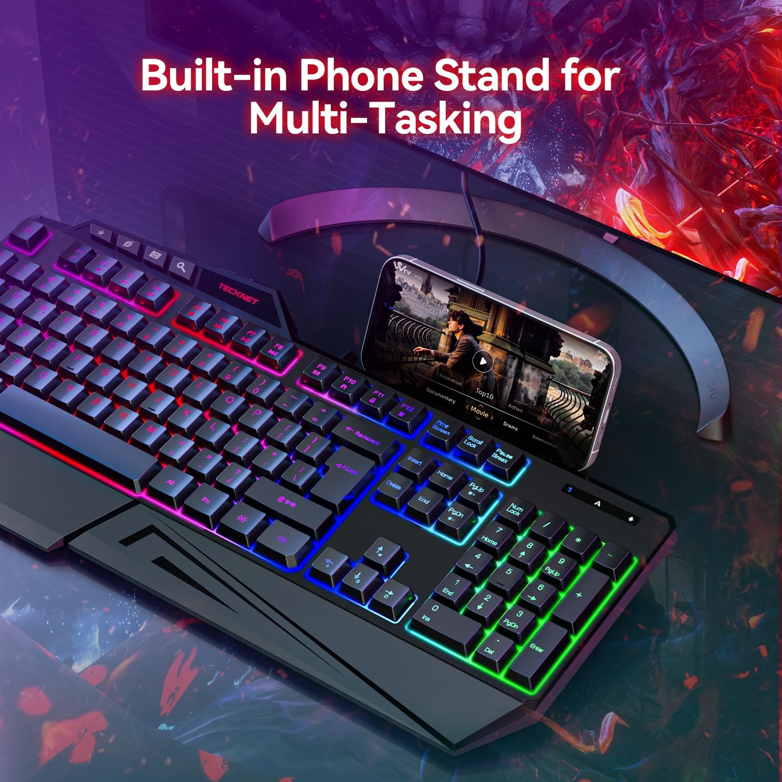 Tecknet Wired Rgb Gaming Keyboard - 26-Key Anti-Ghosting 13 Lighting Modes