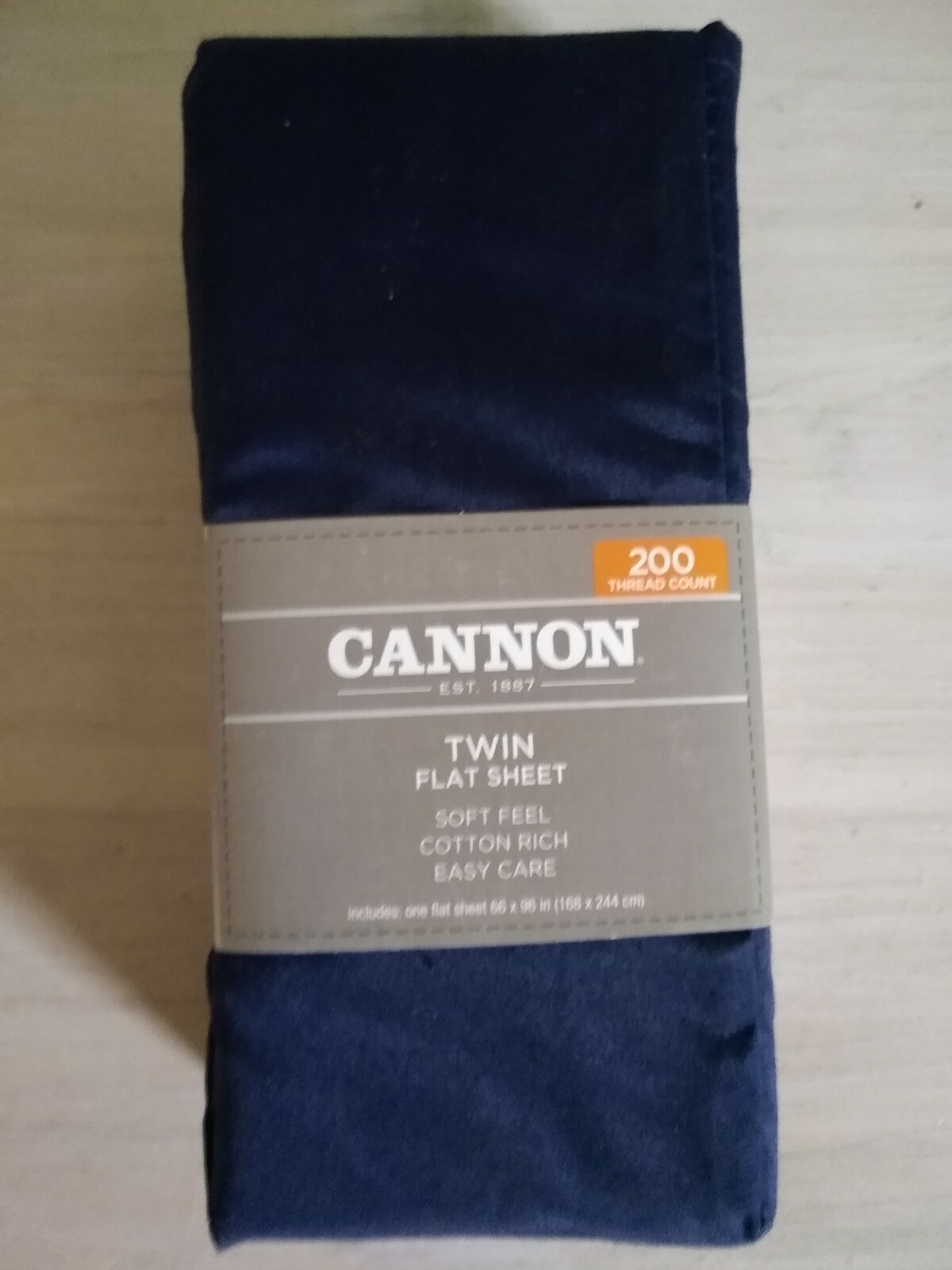 Cannon TWIN Flat Sheet 200 Thread Count NAVY Cotton 66 x 96 - NEW