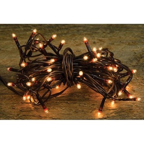 NEW Primitive Teeny Lights 50 Ct Clear Bulbs Brown Elec Cord Strand Rice INDOOR