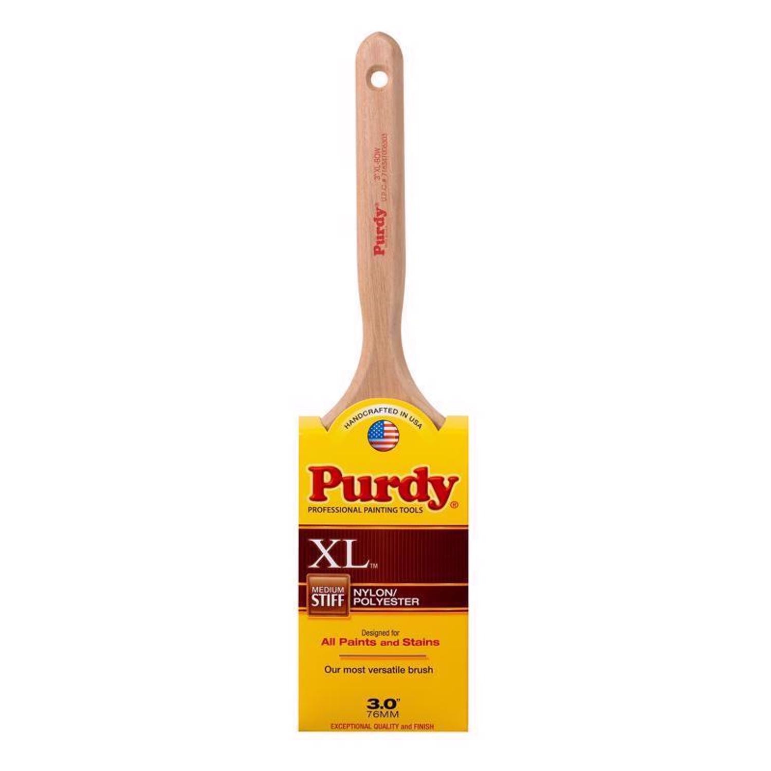 Purdy 144064330 XL Fluted Wood Handle Nylon Polyester Flat Paint Brush 3 W in.