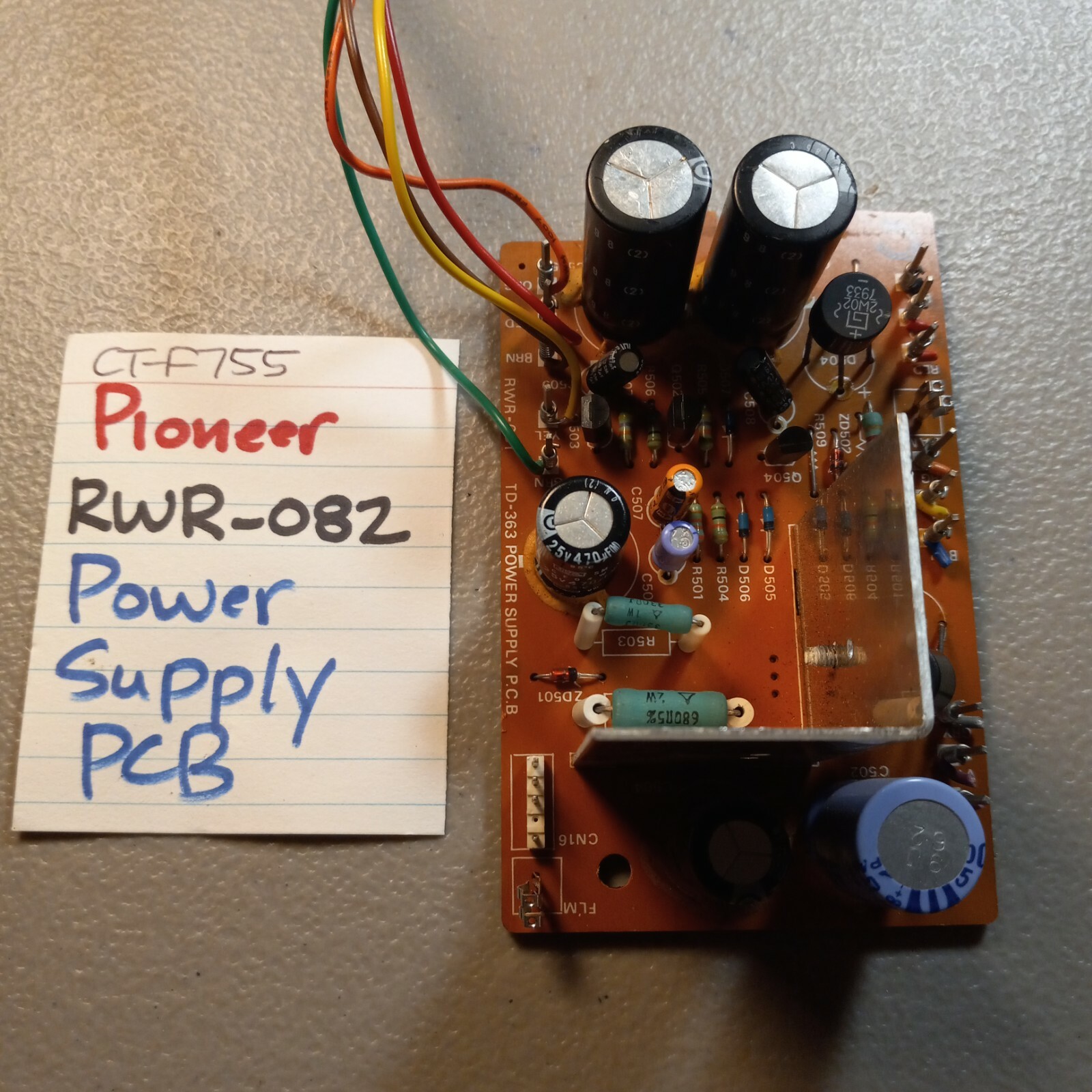 📈PIONEER  💥  RWR-082 POWER SUPPLY PCB 💥 CT-F755 STEREO CASSETTE DECK
