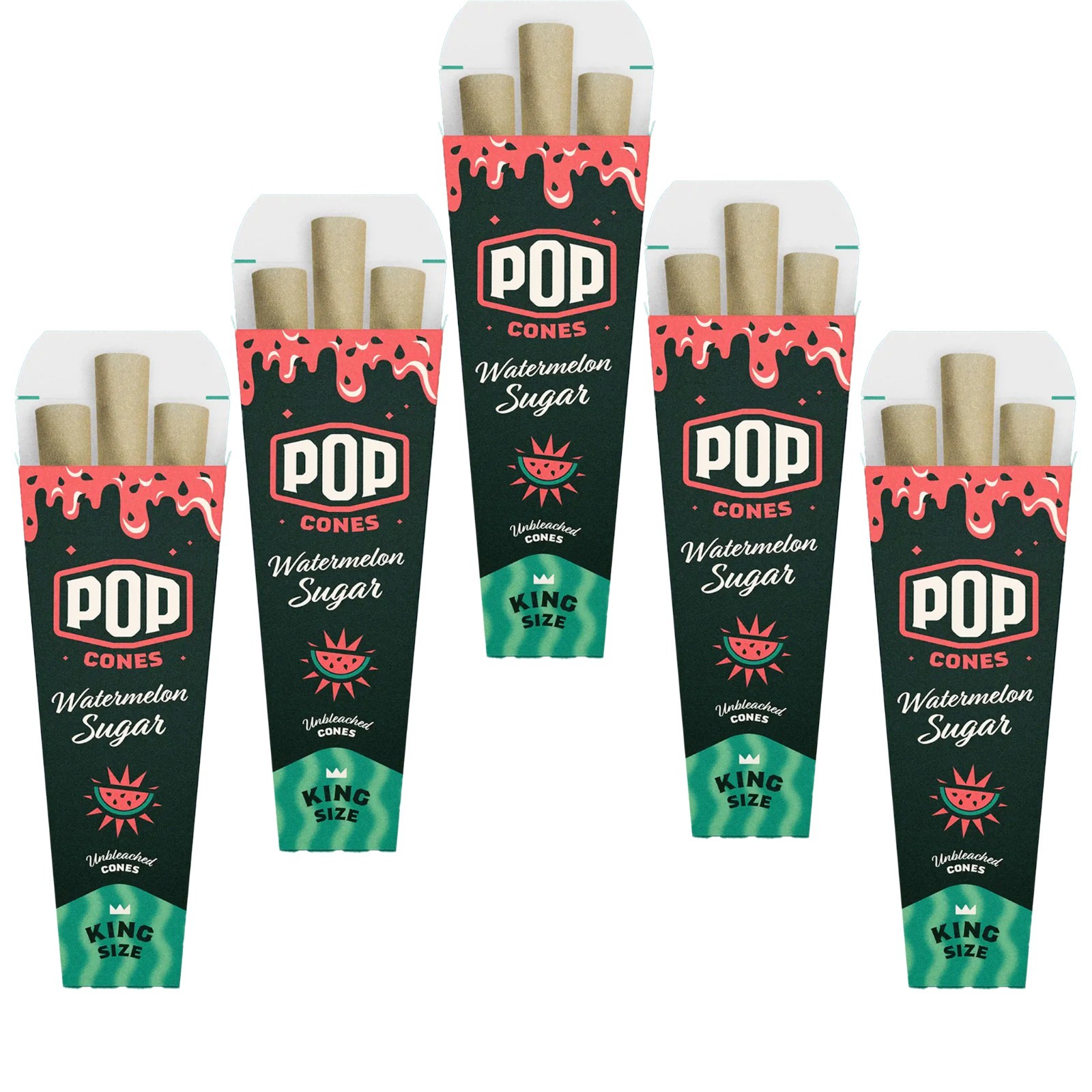 Pop Cones Unbleached King Size Cones - Watermelon Sugar - 5 Pack