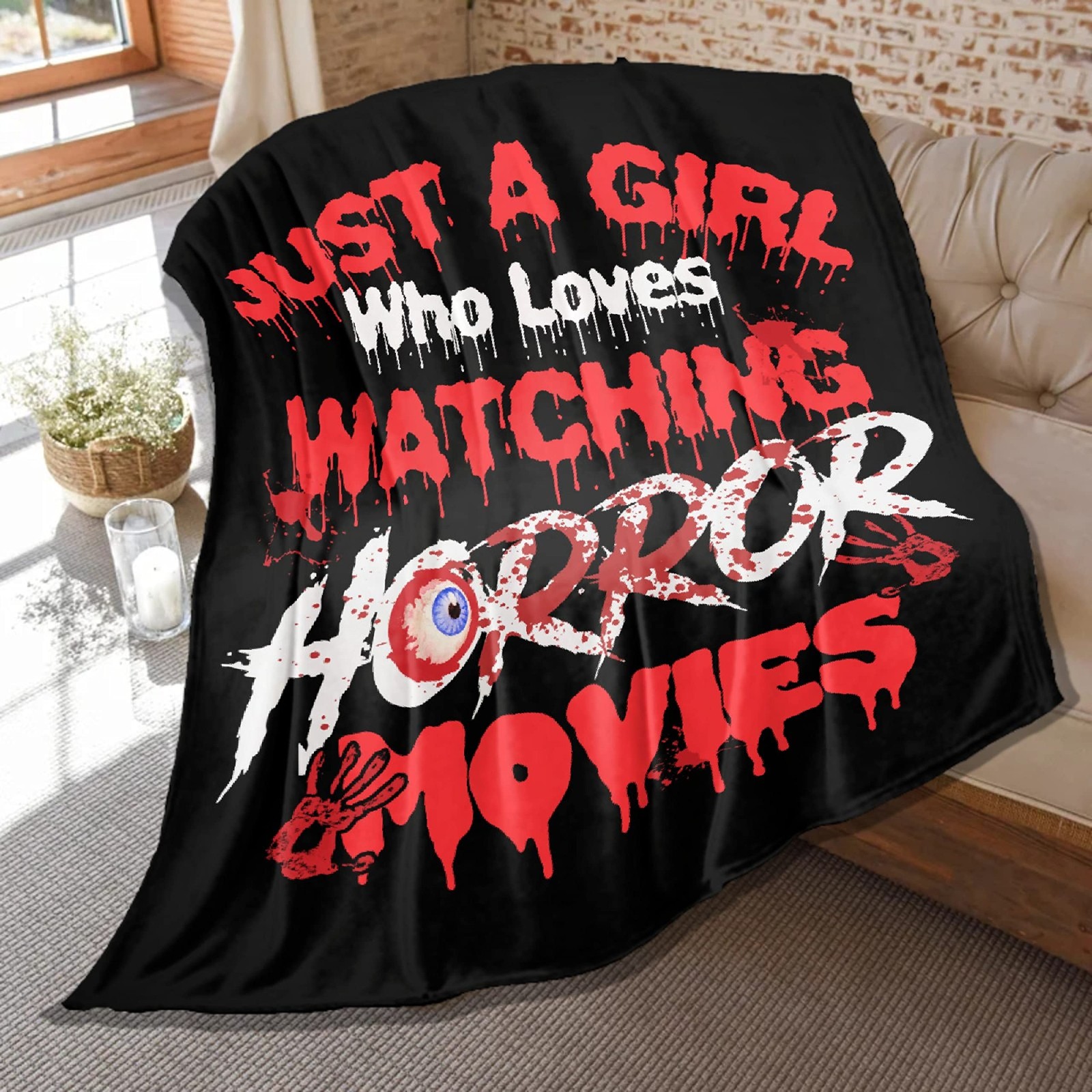 Horror Blanket Just Girl Who Loves Watching Horror Movies Blankets, for Girls...