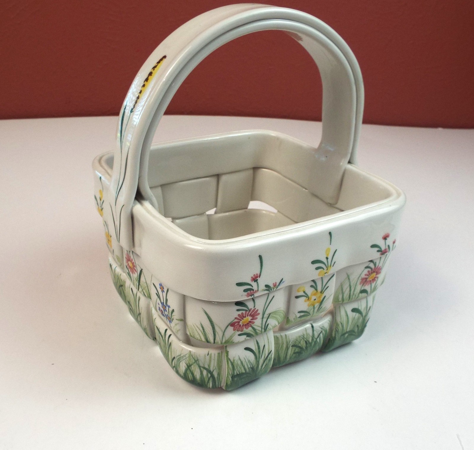 Nove Ceramic Basket Hand Painted from Italy 7x6x6 inch 3 lbs 1-day shipping