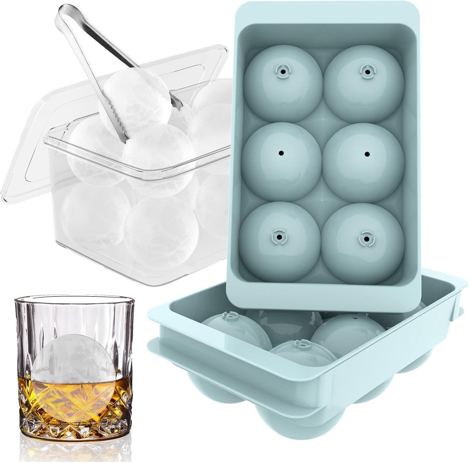 1.9" Round Ice Cube Mold Set - Effortless Easy Fill & Twist Release