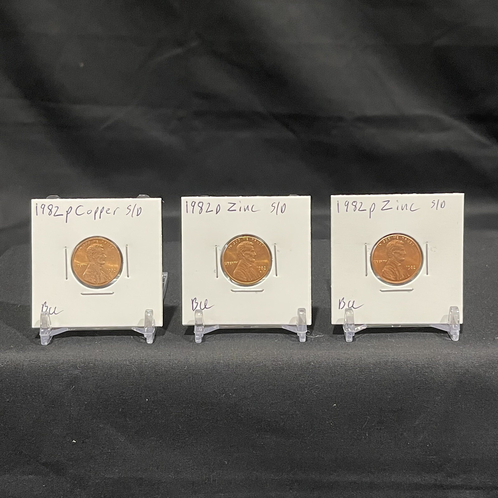 1982 P,D Zinc,Copper Lincoln Cent Complete (SMALL DATE) Set (BU) (3)