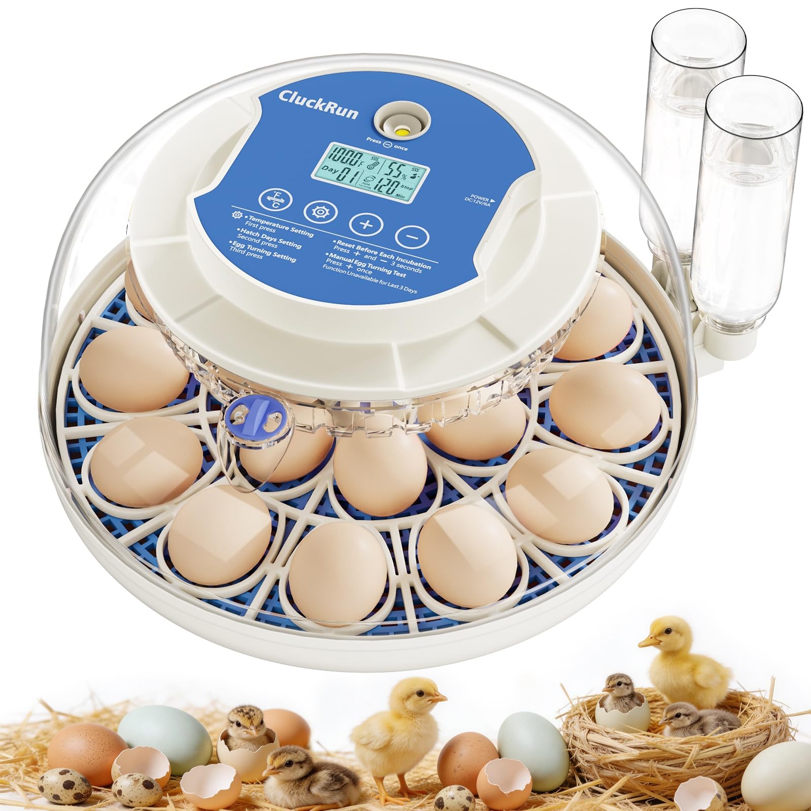 18 Egg Incubators for Hatching Eggs, Incubation Day Display, 2 Egg Trays, Aut...