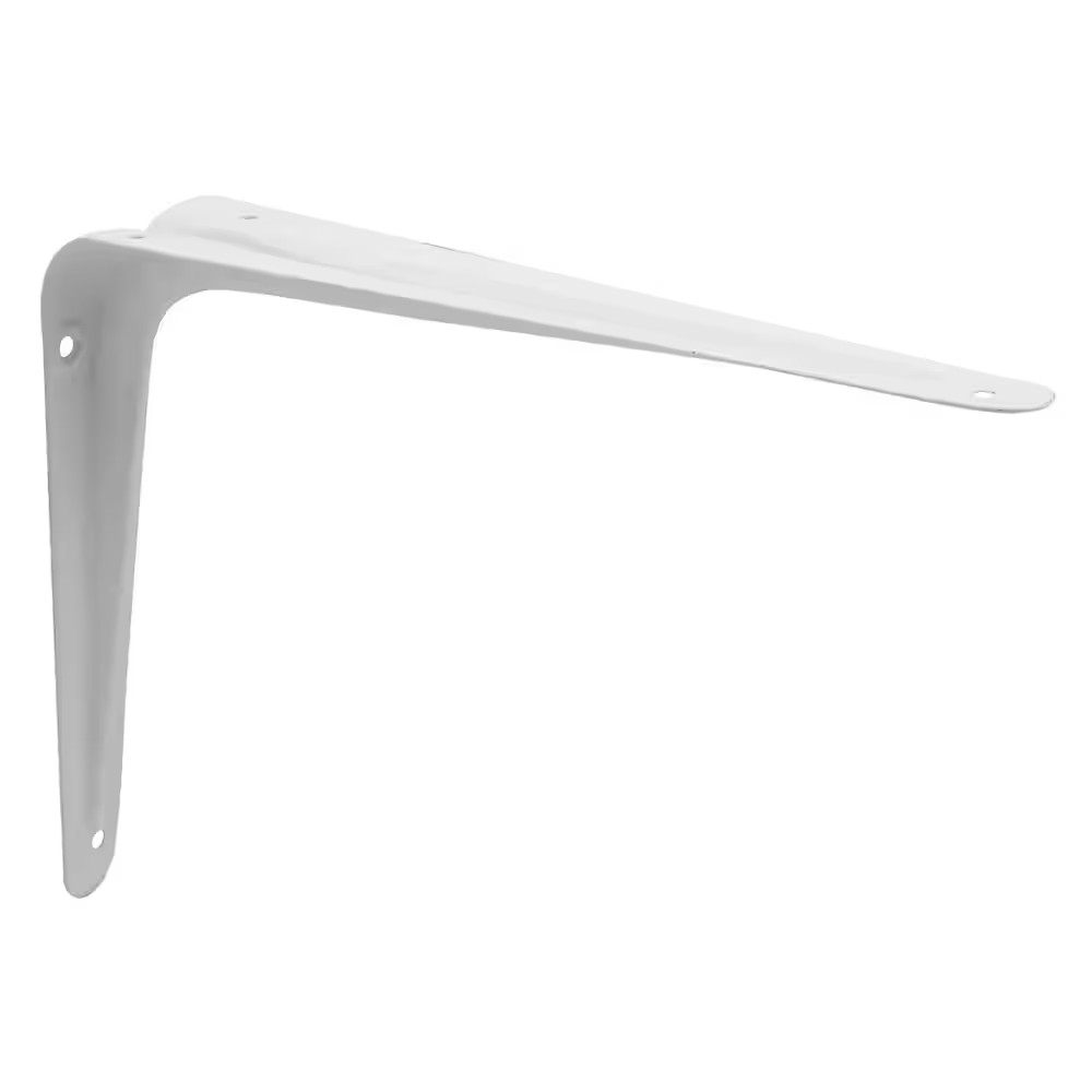 Shelf Brackets, 6-In. X 8-In., Stamped Steel, White Enamel Finish (2-Pack)