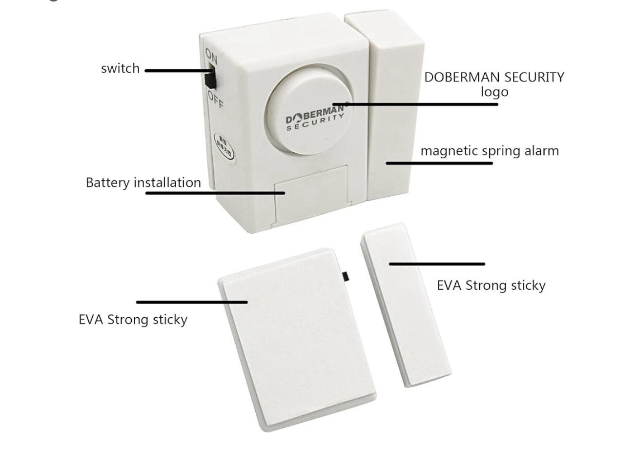 Doberman Security SE-0137 Window/Door Alarm Magnetic & Vibration Sensor 95dB
