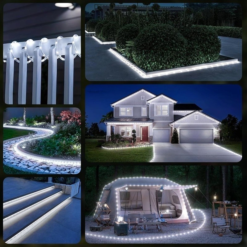 Flexible LED Rope Lights Waterproof Timer 8 Modes Dimmable Indoor Outdoor Decor