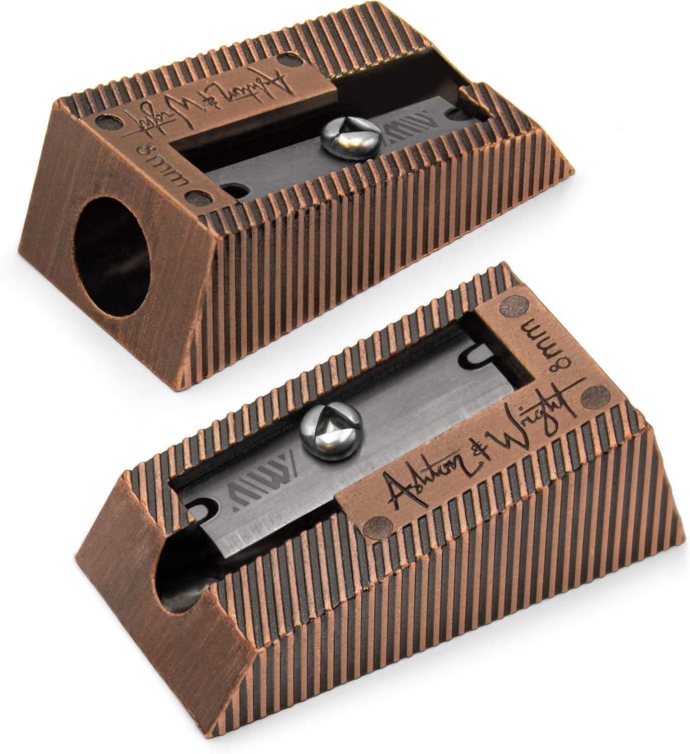 Ashton and Wright Metal Sharpener | Pencil Single Hole, Antique Copper