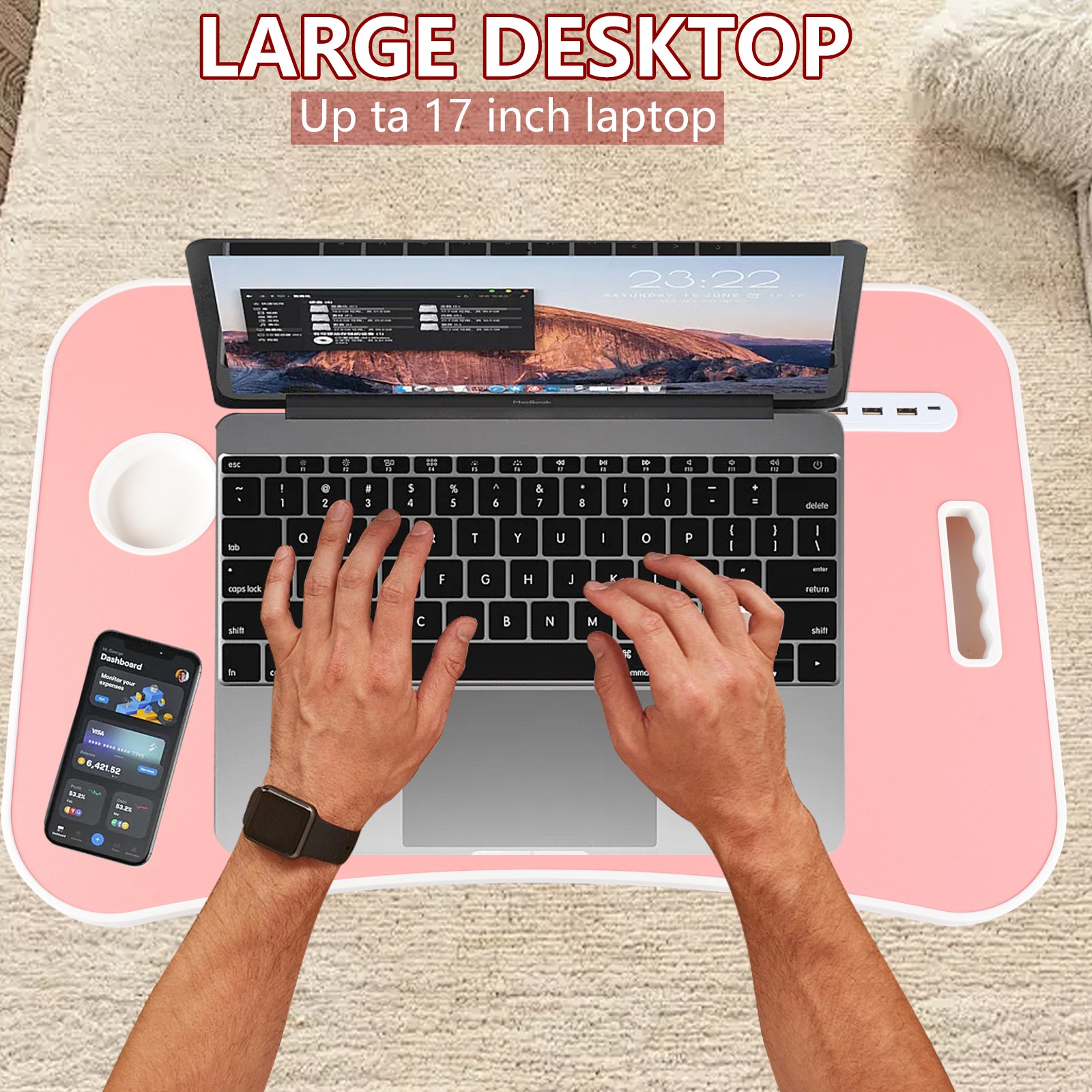 Laptop Tray Lap Desk Stand Foldable Bed Table Notebook Tray Cup Slot Adjustable