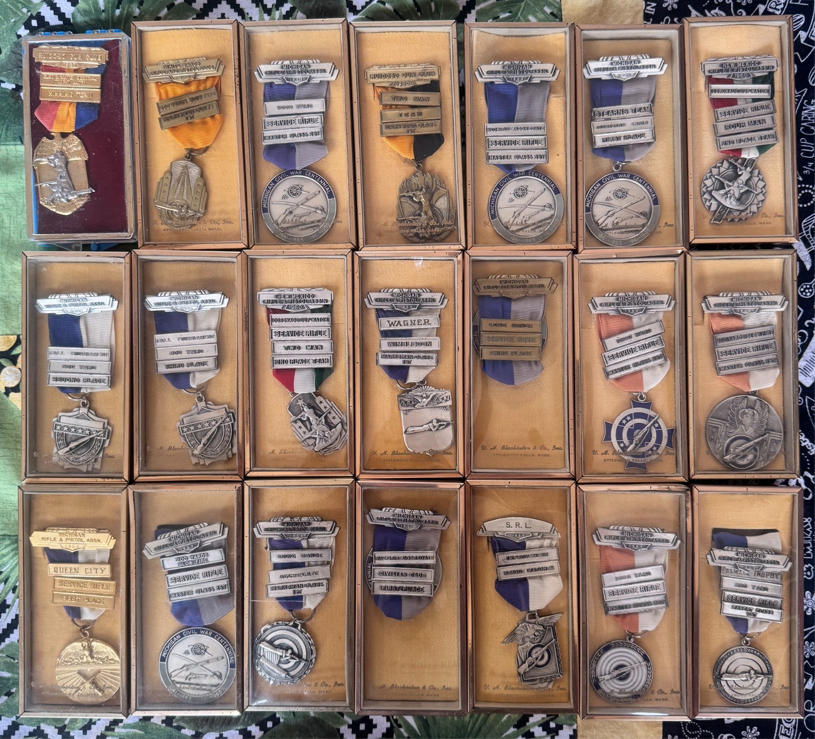 Large Vintage Rifle Shooting Medal Lot (24) Michigan Rifle & Pistol Assn NRA SRL