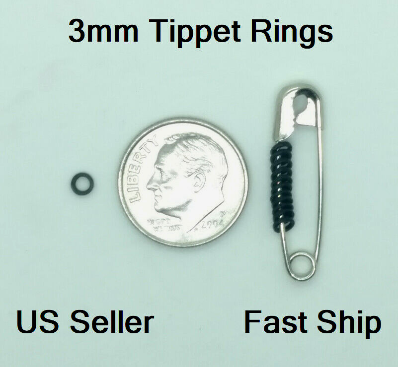 Tippet Rings 3mm Salmon/Steelhead Fly Leader Tippet Ring Black Nickel FREE SHIP