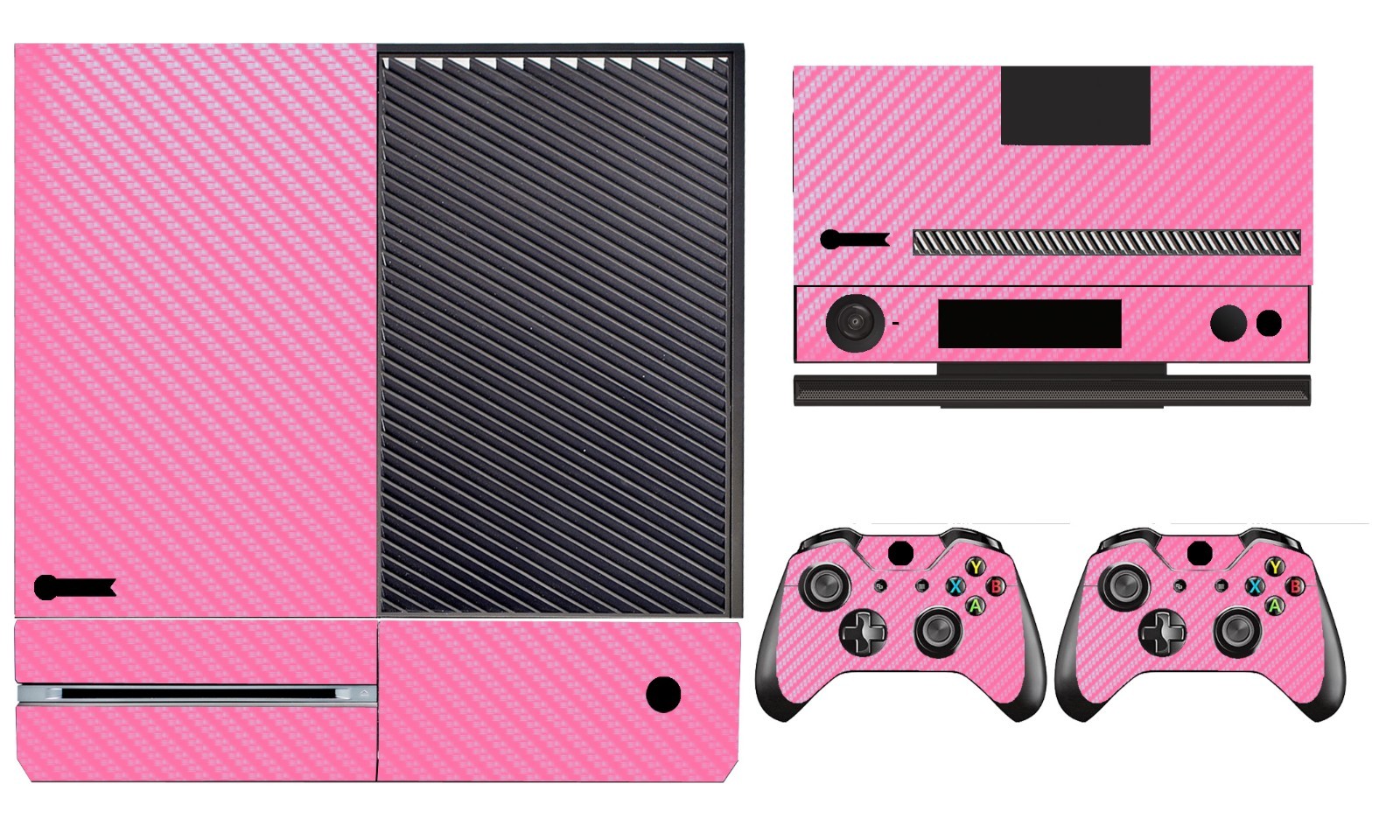 Pink Carbon Fiber Cover Skin Sticker for Xbox One & Kinect & 2 controller skins