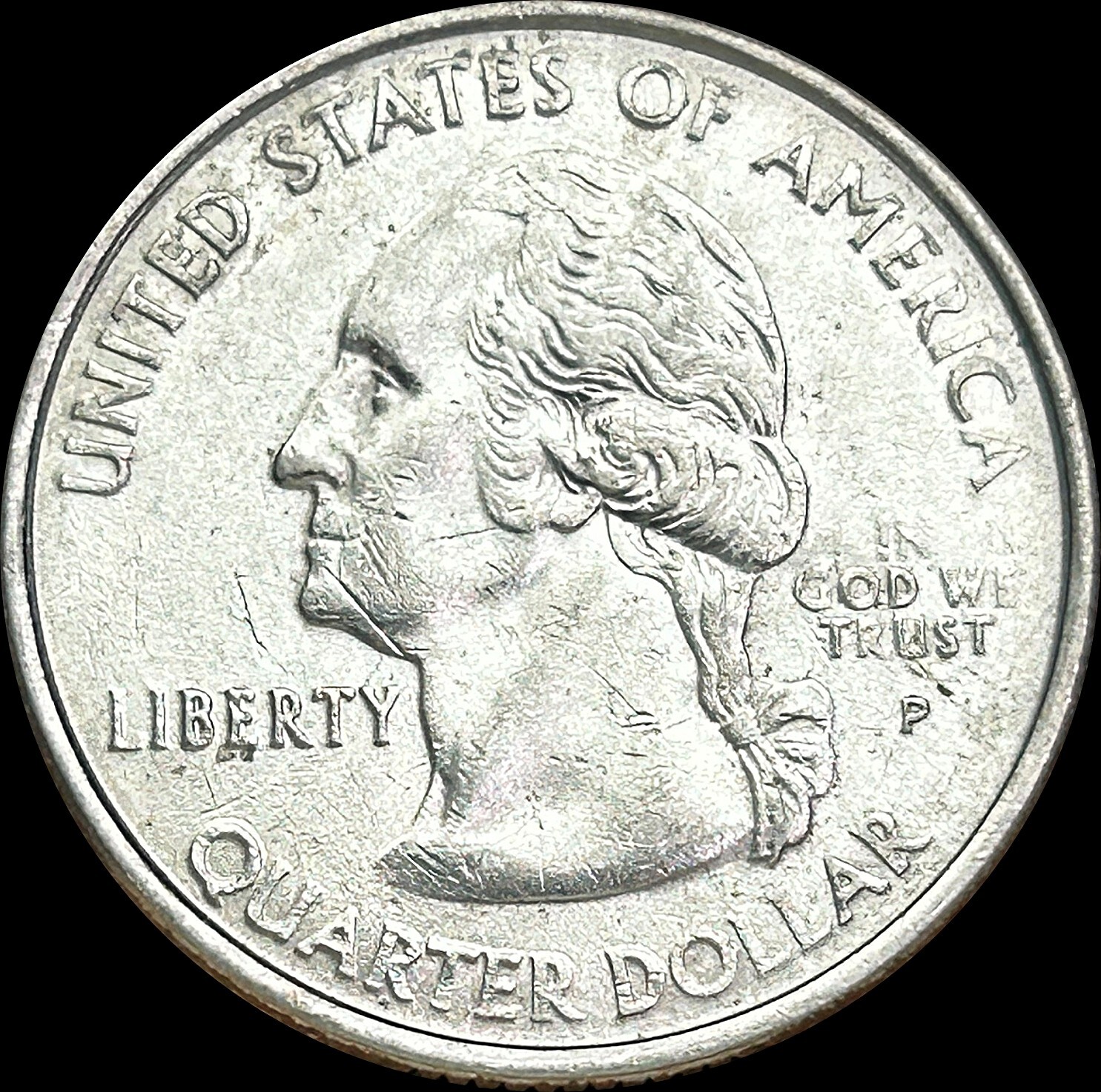 Struck Thru Grease Error - 2002 Indiana State Quarter - Rust Like Strike Through