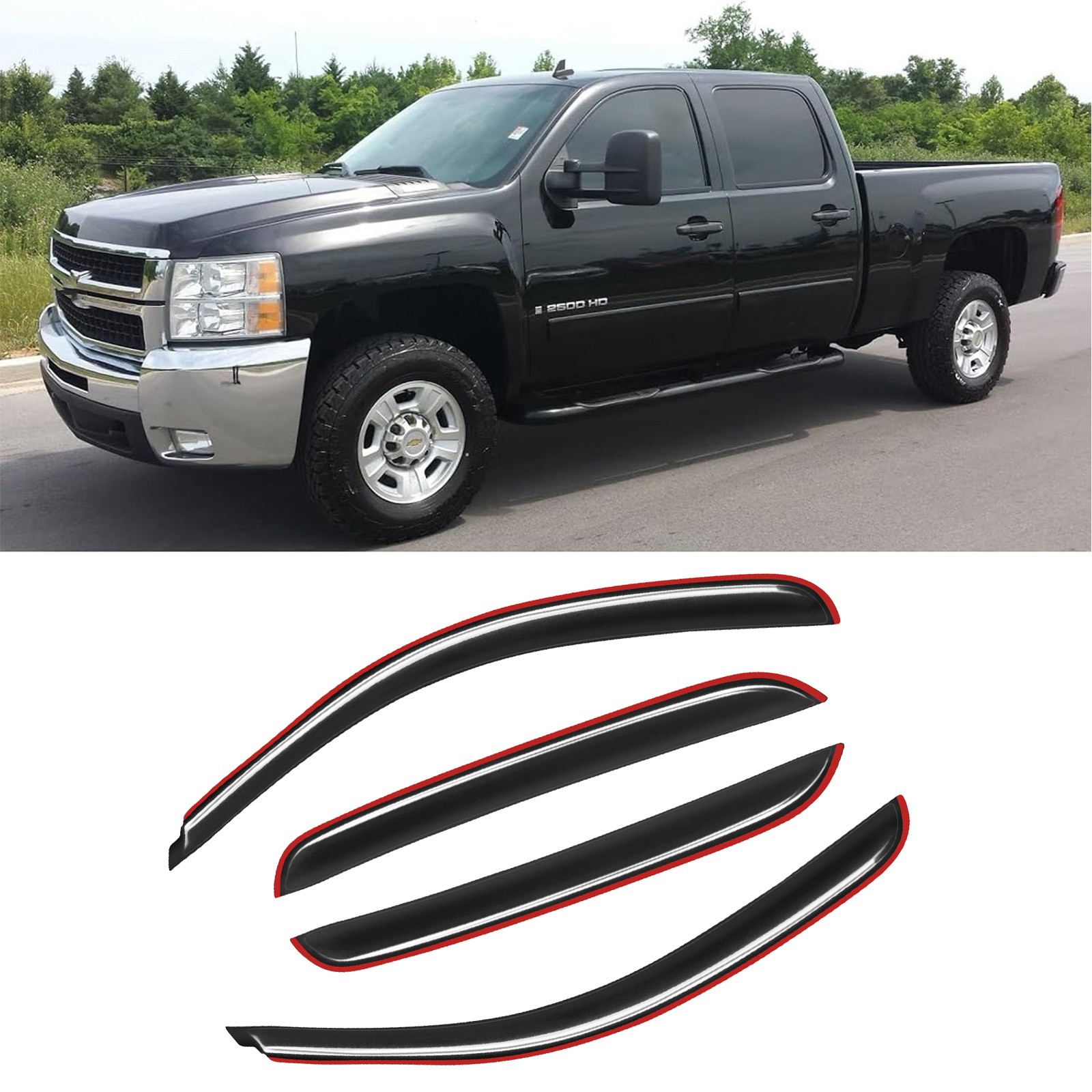 For Chevy GMC 2007-2013 In-Channel Window Visors Wind Deflectors Sun Rain Guard*