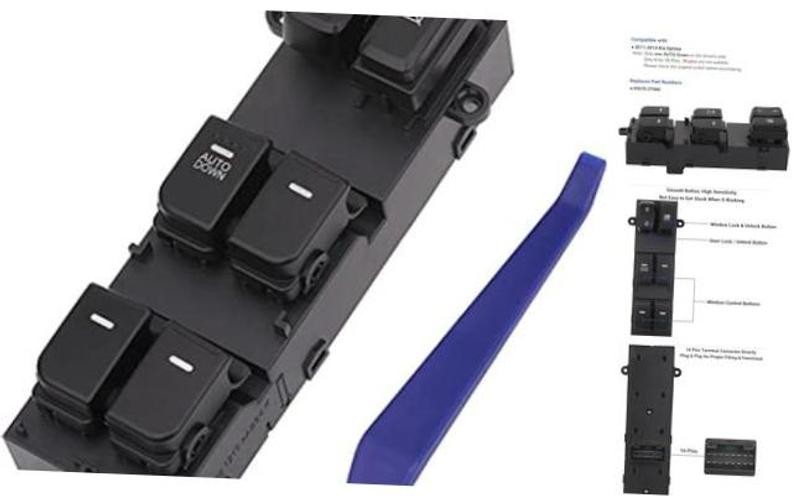 Power Window Switch Front Left Driver Side 16 Pins Compatible with 2011-2013