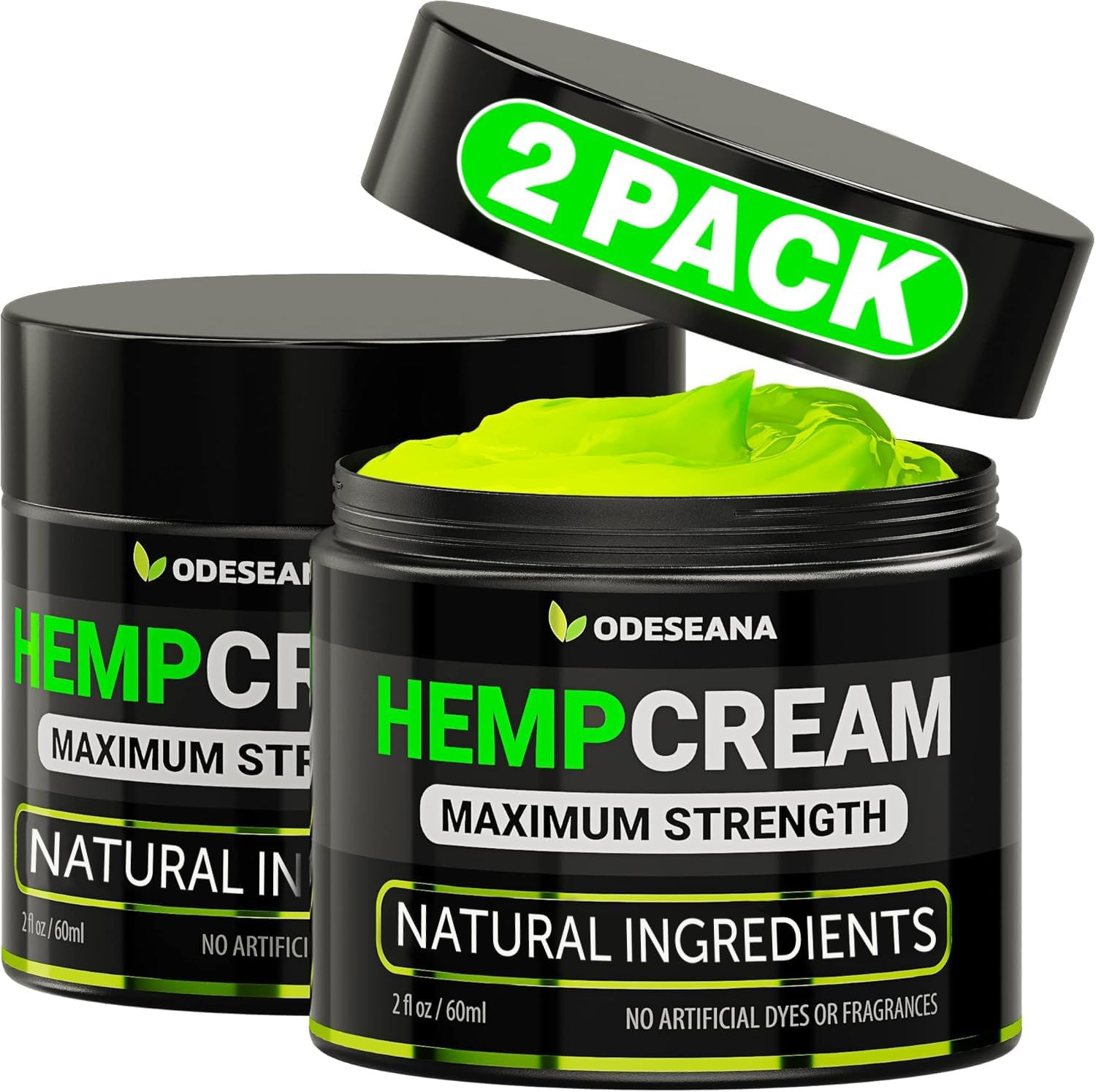 (2 Pack) Natural Hemp Cream - Maximum Strength Gel Rub to Soothe Discomfort - Cr