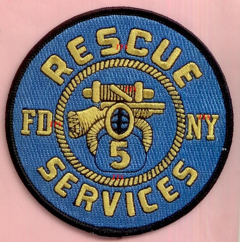 New York City Fire Dept Rescue 5 Patch - Round Blue - Services