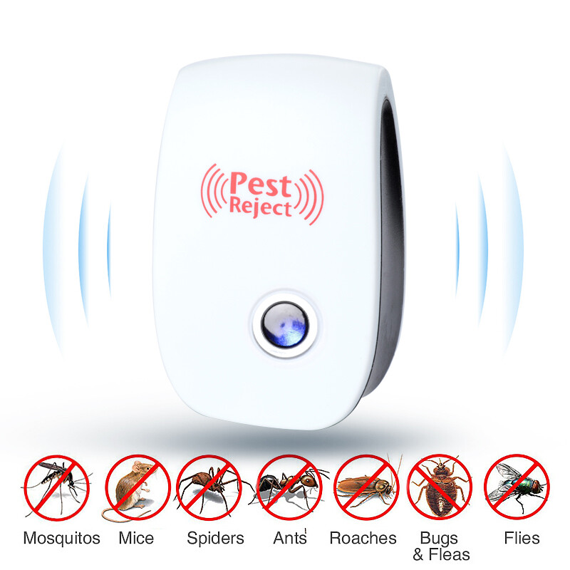 2Pcs Pest Reject Ultrasonic Repeller Home Bed Bug Mites Spider Defender Roaches