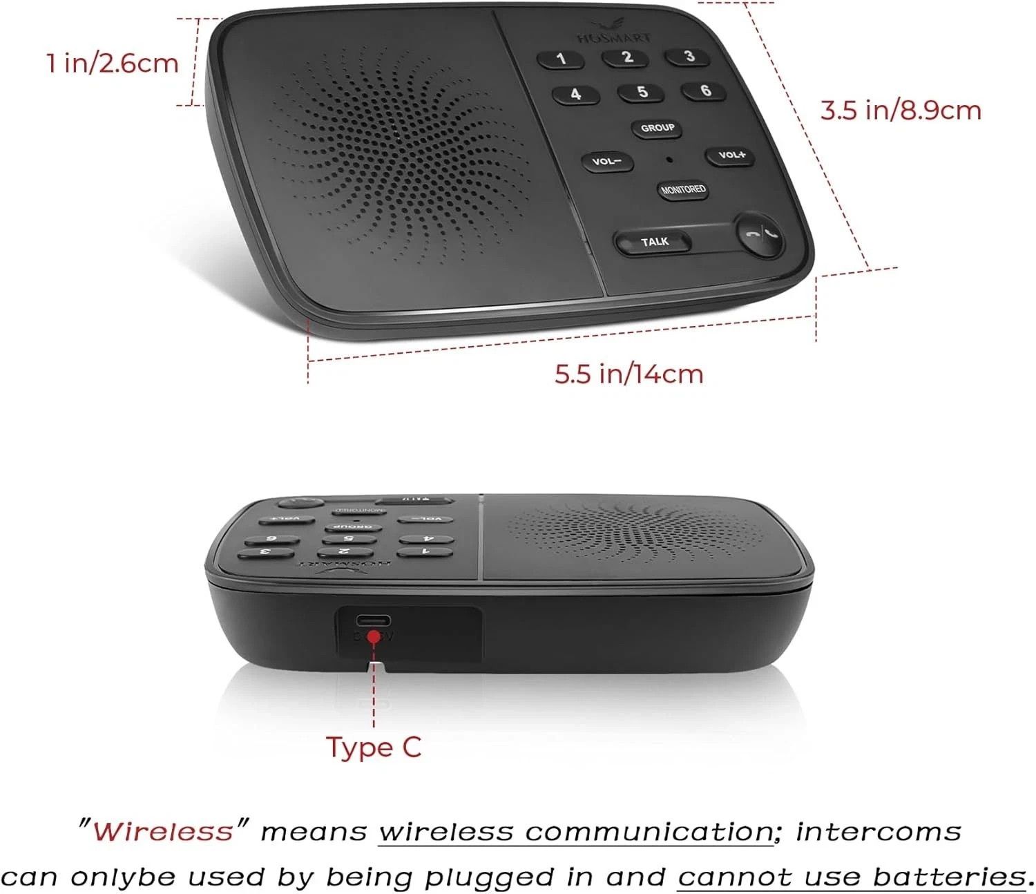 HO-Smart 2-Way Full Duplex Wireless Intercom 2-Set 1300ft EUC