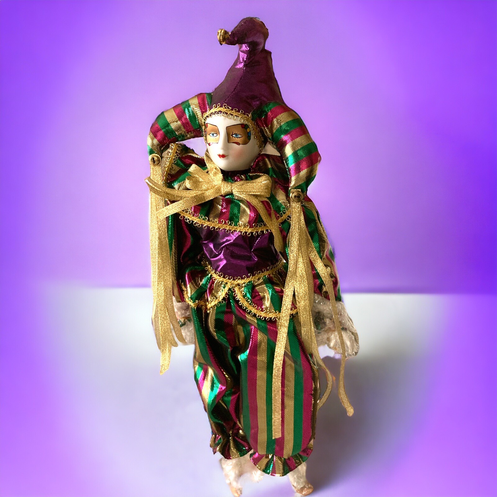 Vintage Hollywood Casino Porcelain Jester Doll 17" Hand Painted Collectible