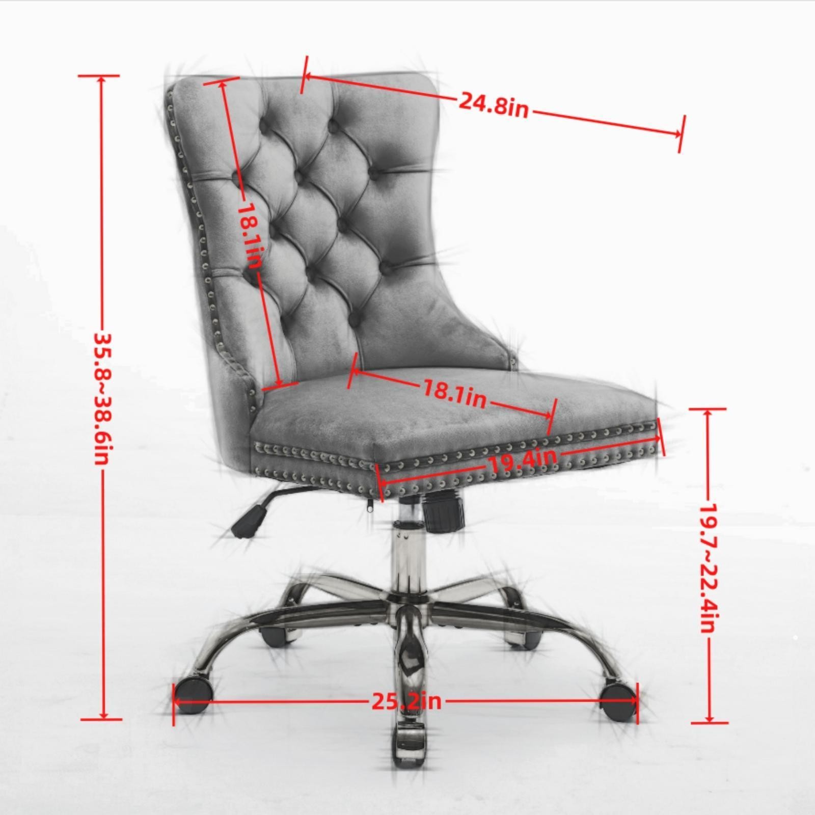 A&A Furniture Office Chair,Modern Velvet Upholstered Tufted Button Home